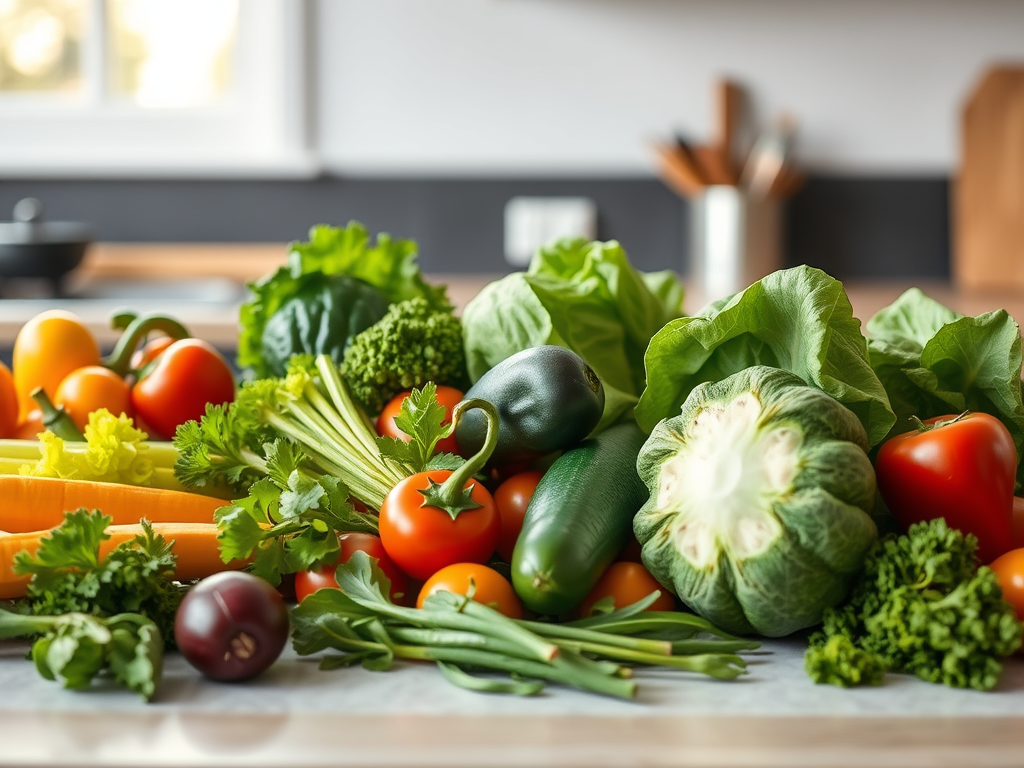 fresh vegetables on a kitchen counter