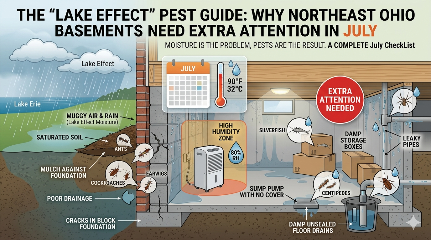 The "Lake Effect" Pest Guide: Why Northeast Ohio Basements Need Extra Attention in July Northeast Ohio basement pests